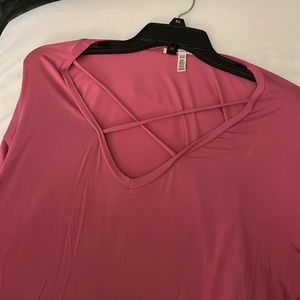 Pink Super Soft Criss Cross Long Sleeve Top, Size S